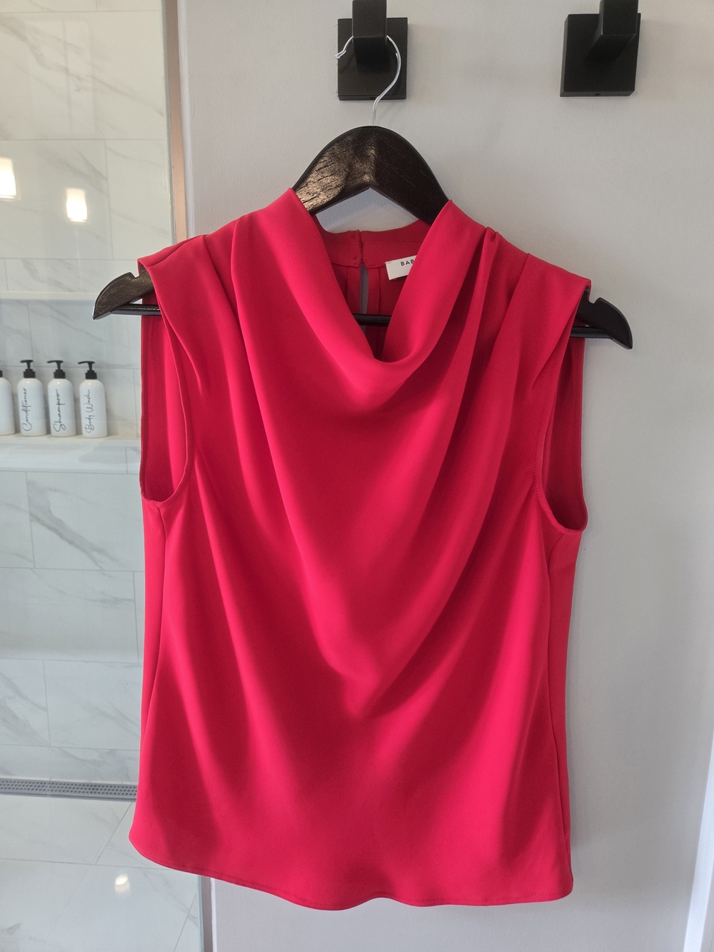 Babaton Carter Draped Neck Sleeveless Top - Red